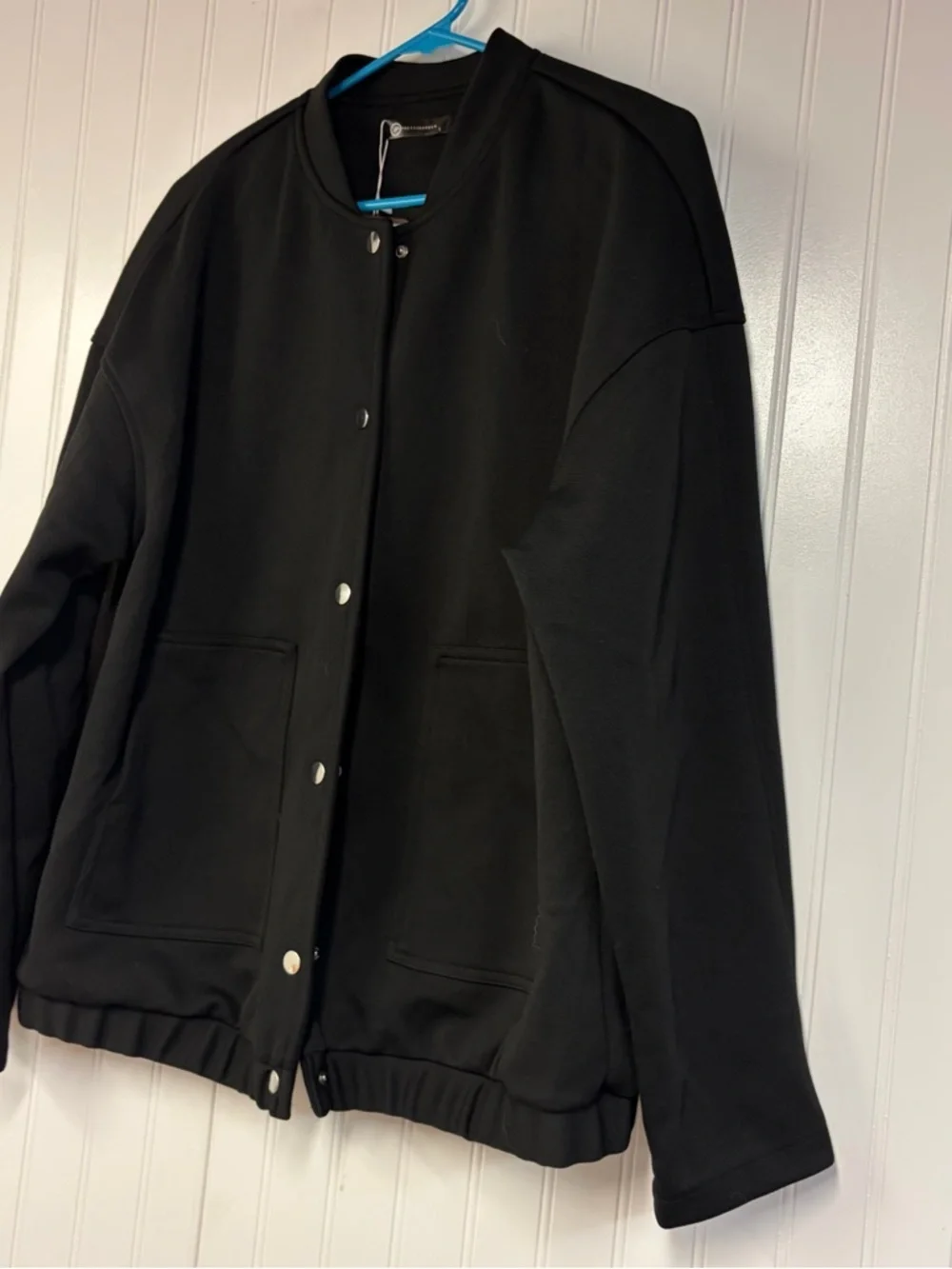 Pretty Garden Black Snap-Front Bomber Jacket Large NWT
